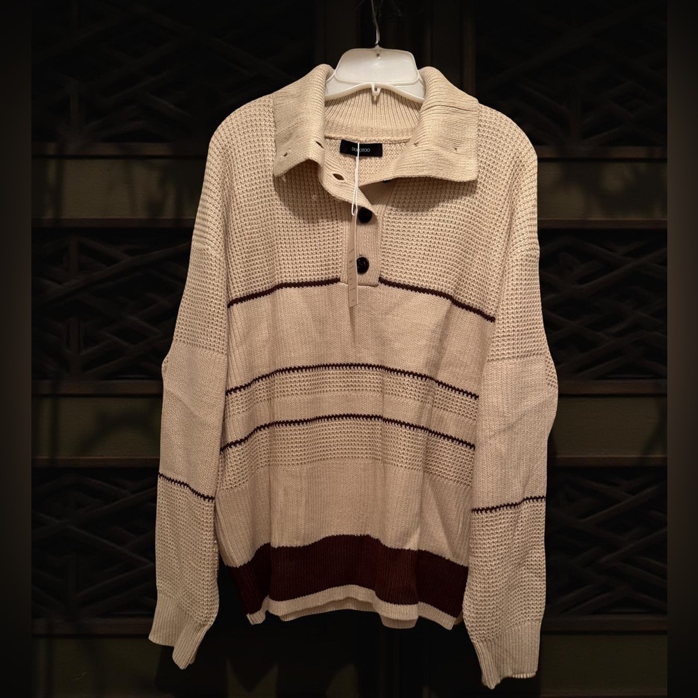 NWT Dokotoo Women’s Knit Pullover Cardigan Color Block Tan Brown Size XL - Picture 6 of 6